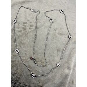 Michael Kors Necklace Silver Tone Rhinestone Long 34"